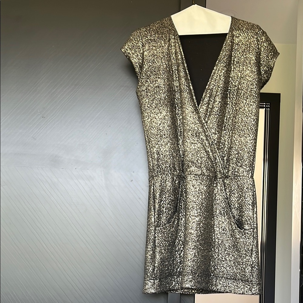 Elegant Silver Wrap Dress
